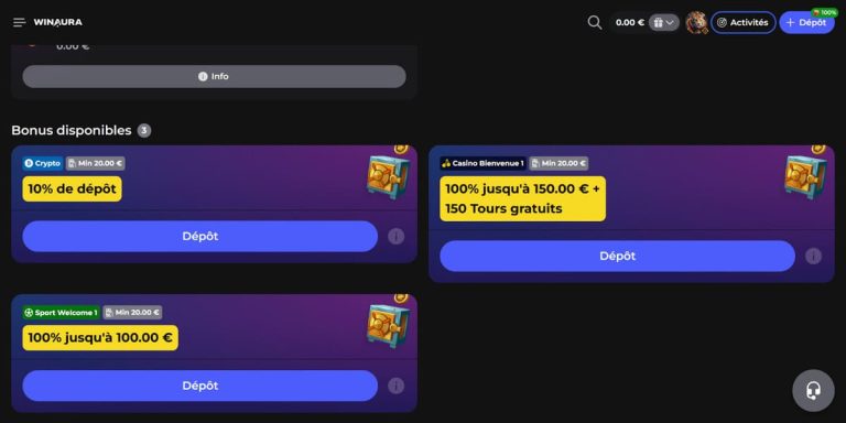 Winaura Casino bonus