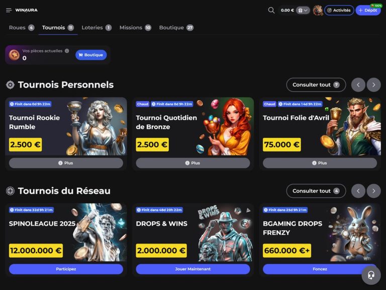 Winaura Casino tournois
